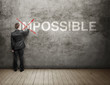 man drawing possible on the wall