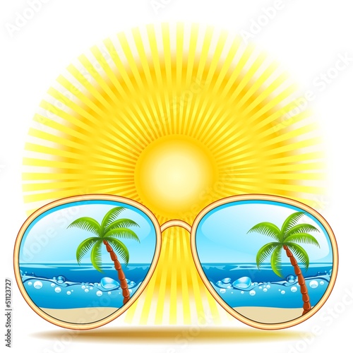 Vector: Sunglasses With Palmtree Reflexion-Occhiali da sole ai Tropici Sunglasses With Palmtree Reflexion-Occhiali da sole ai Tropici