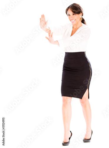 Photo: Business woman pushing Business woman pushing