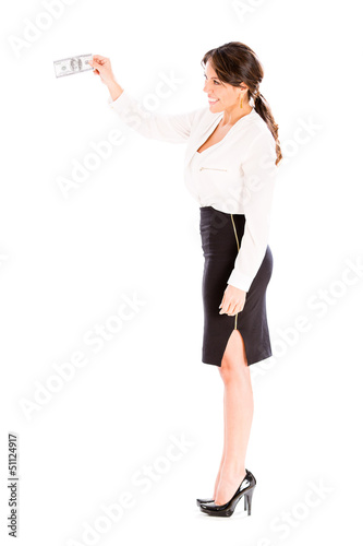 Photo: Business woman with a dollar Business woman with a dollar