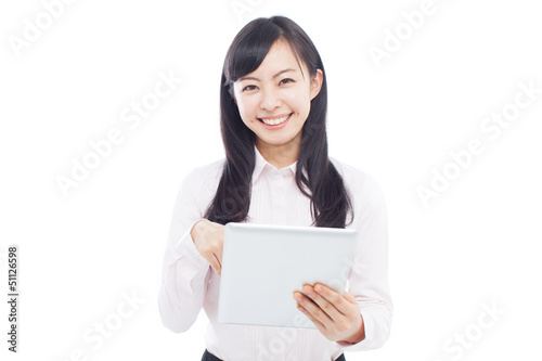 Photo: タブレット端末を使う女性 タブレット端末を使う女性