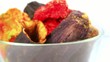 Zoom in to a bowl of dried aubergines