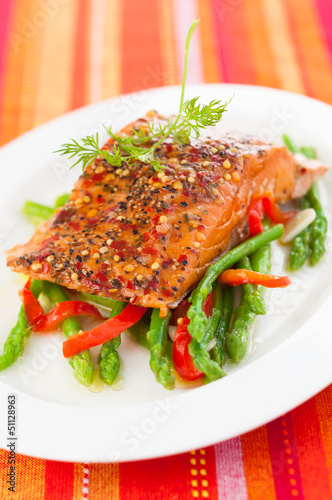 Photo: Salmon fillet with vegetables Salmon fillet with vegetables