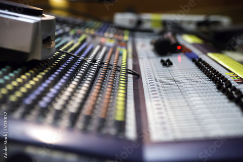 Photo: View on sound mixer with regulation buttons View on sound mixer with regulation buttons