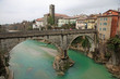 famous Devil's bridge on the NATISONE River that crosses the cit