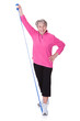 Senior Woman Stretching Exercising Equipment