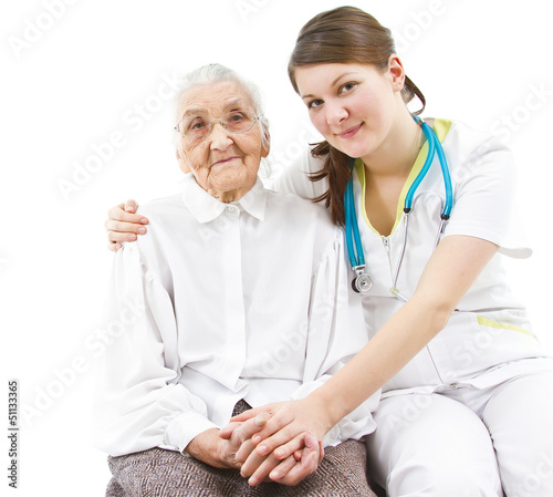 Photo: doctor taking care of an old lady doctor taking care of an old lady