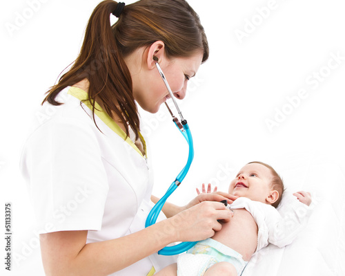 Photo: baby examination with stethoscope baby examination with stethoscope