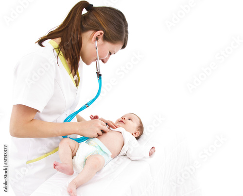 Photo: baby examination with stethoscope baby examination with stethoscope