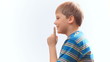 child thinks, schoolboy comes good idea. on a white background