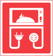 Vector: red microwave oven symbol with dish red microwave oven symbol with dish