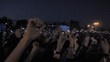 a crowd of fans at a concert, festival, people
