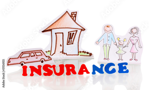 Photo: concept of home insurance isolated on white concept of home insurance isolated on white