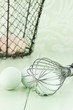 Fresh farm eggs and whisk