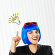 girl with blue wig got an idea