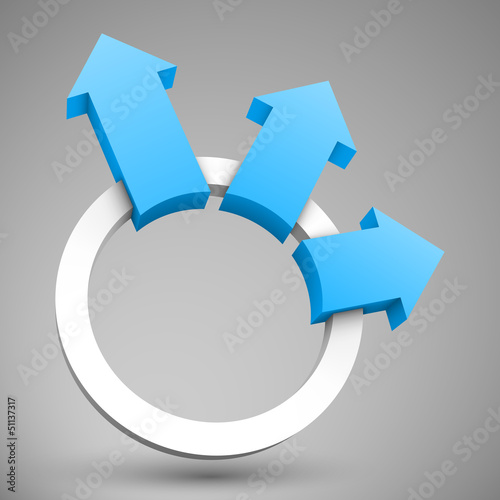 Vector: Blue arrows with circle 3D Blue arrows with circle 3D