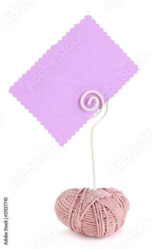 Photo: Beautiful holder in form of heart with memo isolated on white Beautiful holder in form of heart with memo isolated on white