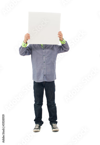Photo: Portrait Of Boy Holding Placard Portrait Of Boy Holding Placard