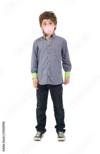 Photo: Boy Blowing A Bubble Gum Boy Blowing A Bubble Gum