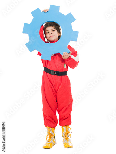 Photo: Portrait Of A Boy Holding Cog Wheel Portrait Of A Boy Holding Cog Wheel