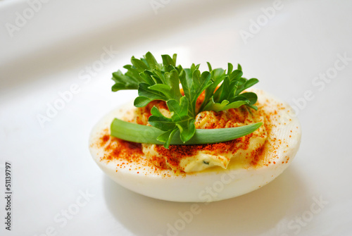 Photo: Deviled Egg Appetizer with Parsley and Scallion Deviled Egg Appetizer with Parsley and Scallion