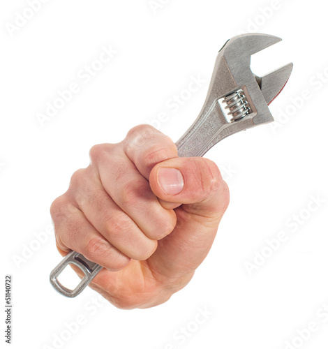 Photo: Close-up Of Hand Holding Wrench Close-up Of Hand Holding Wrench