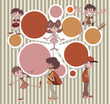Colorful template with cool cartoon young people. Teenagers.