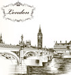 Imitation of retro detailed  hand drawn card with London for des