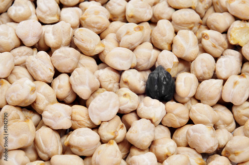 Photo: a black chickpea in a pile of dried chickpeas a black chickpea in a pile of dried chickpeas