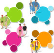 Colorful template with fashion cartoon young people. Teenagers.