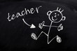 Happy Teacher on a Blackboard
