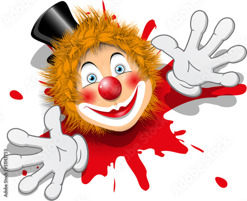 Vector: redhaired clown in white gloves redhaired clown in white gloves