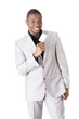 Businessman with blank business card