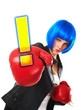 Foto: girl with blue wig and red boxing gloves girl with blue wig and red boxing gloves