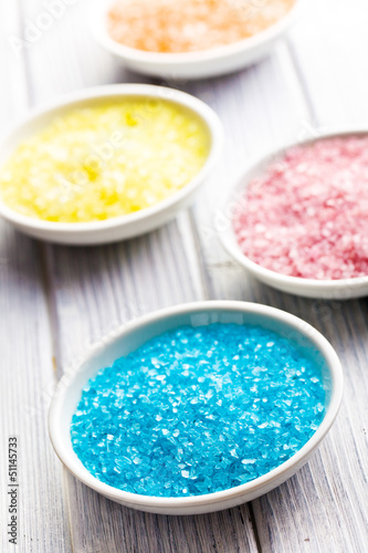 Photo: different colours of bath salt different colours of bath salt