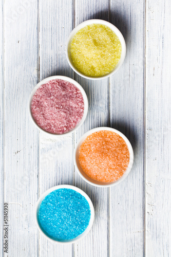 Photo: different colours of bath salt different colours of bath salt