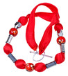 red textile woman necklace