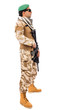 Young soldier in army clothes with  gun