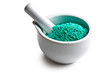 green bath salt in mortar