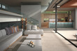 canvas print picture - Modern Loft with Living Room | Interior Architecture