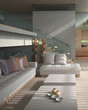 canvas print picture - Modern Loft with Living Room | Interior Architecture