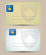 business card with flag and coat of arms of Kosovo