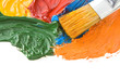 brush and color paints on white