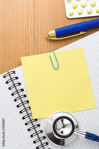 Photo: medical stethoscope with pills medical stethoscope with pills