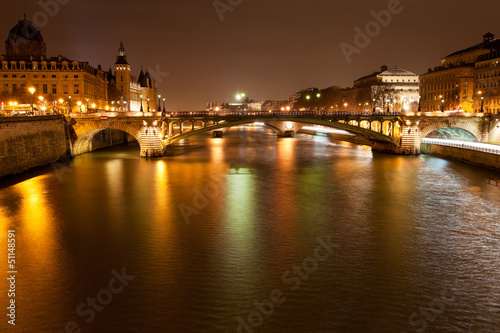 Photo: night panorama of Seine river in Paris night panorama of Seine river in Paris
