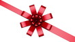 Single red ribbon and bow animating on centered