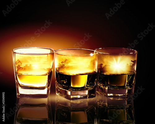 Photo: Three glasses of whiskey Three glasses of whiskey