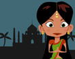 Cartoon Indian girl in sari