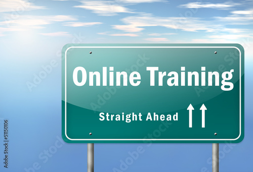 Illustration: Highway Signpost "Online Training" Highway Signpost "Online Training"