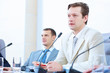 Two businesspeople at meeting